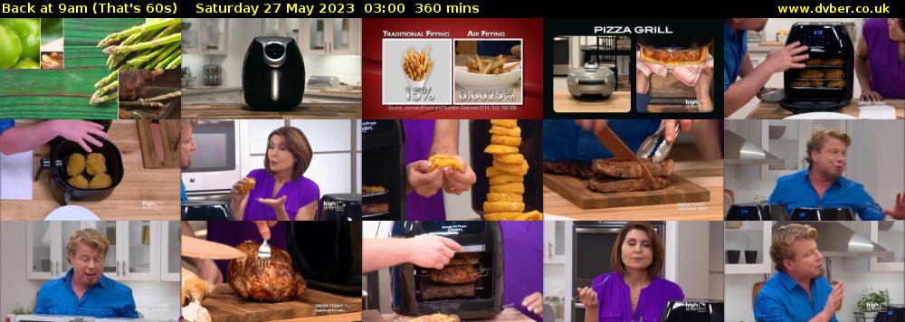 Back at 9am (That's 60s) Saturday 27 May 2023 03:00 - 09:00