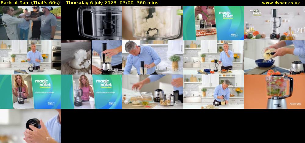 Back at 9am (That's 60s) Thursday 6 July 2023 03:00 - 09:00