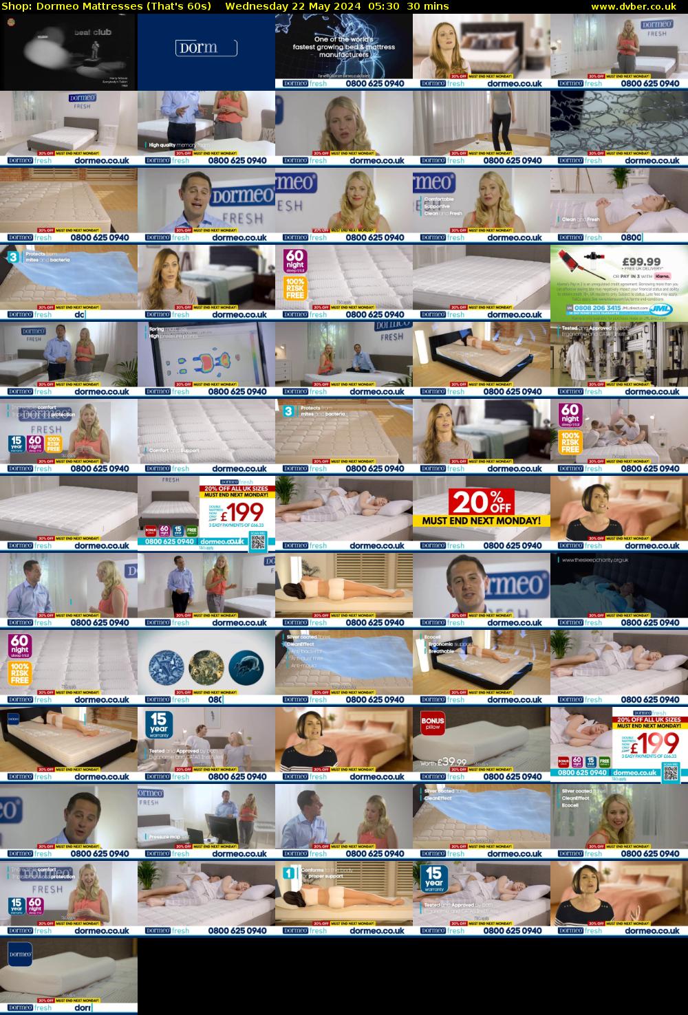 Shop: Dormeo Mattresses (That's 60s) Wednesday 22 May 2024 05:30 - 06:00