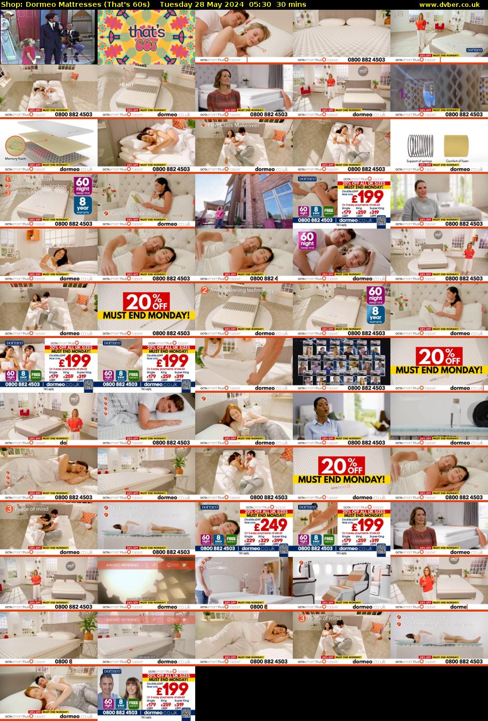 Shop: Dormeo Mattresses (That's 60s) Tuesday 28 May 2024 05:30 - 06:00
