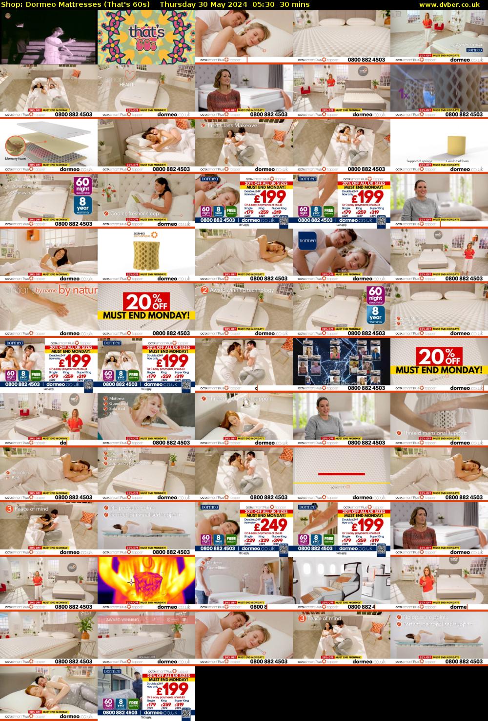 Shop: Dormeo Mattresses (That's 60s) Thursday 30 May 2024 05:30 - 06:00