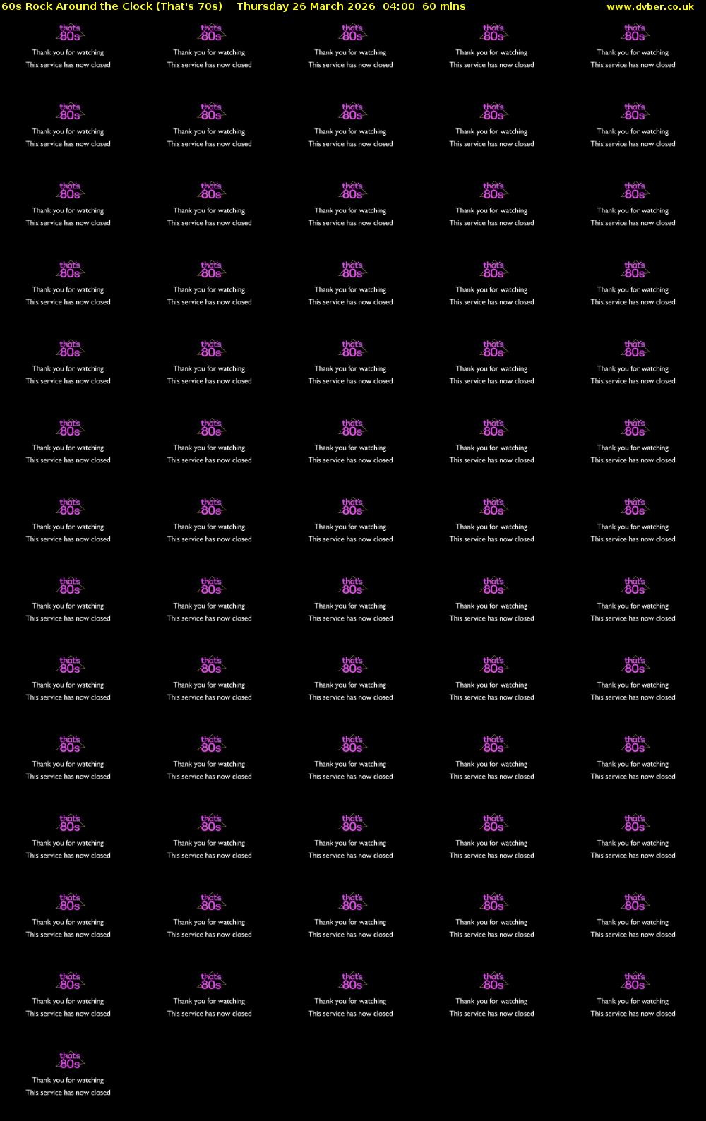 60s Rock Around the Clock (That's 70s) Thursday 26 March 2026 04:00 - 05:00