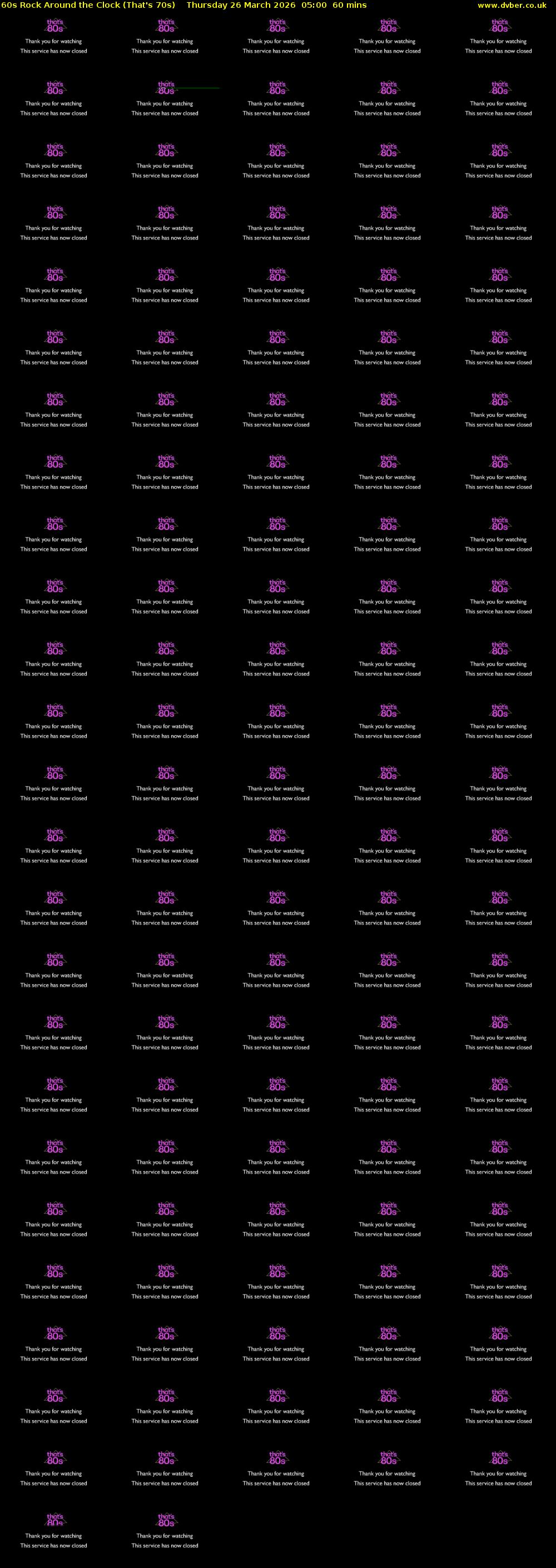 60s Rock Around the Clock (That's 70s) Thursday 26 March 2026 05:00 - 06:00