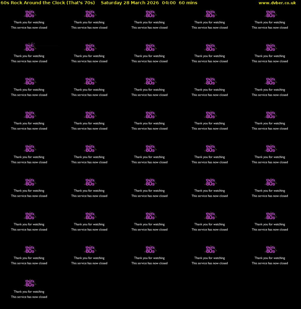 60s Rock Around the Clock (That's 70s) Saturday 28 March 2026 04:00 - 05:00