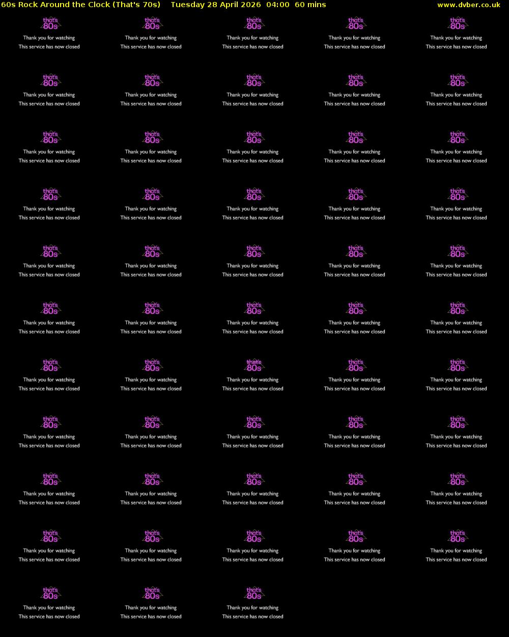 60s Rock Around the Clock (That's 70s) Tuesday 28 April 2026 04:00 - 05:00