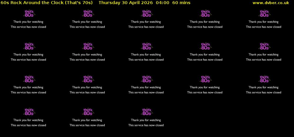 60s Rock Around the Clock (That's 70s) Thursday 30 April 2026 04:00 - 05:00
