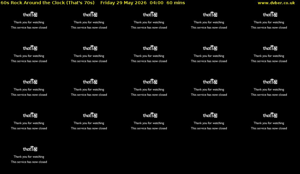 60s Rock Around the Clock (That's 70s) Friday 29 May 2026 04:00 - 05:00