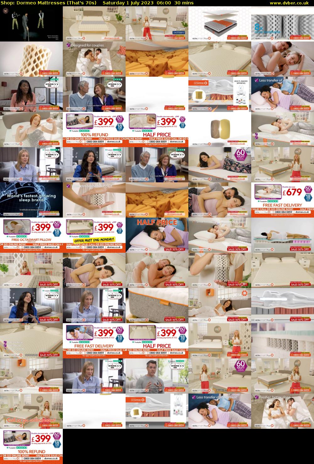 Shop: Dormeo Mattresses (That's 70s) Saturday 1 July 2023 06:00 - 06:30