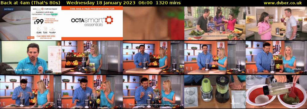Back at 4am (That's 80s) Wednesday 18 January 2023 06:00 - 04:00