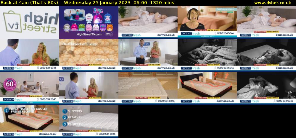 Back at 4am (That's 80s) Wednesday 25 January 2023 06:00 - 04:00