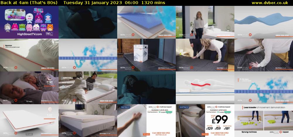 Back at 4am (That's 80s) Tuesday 31 January 2023 06:00 - 04:00