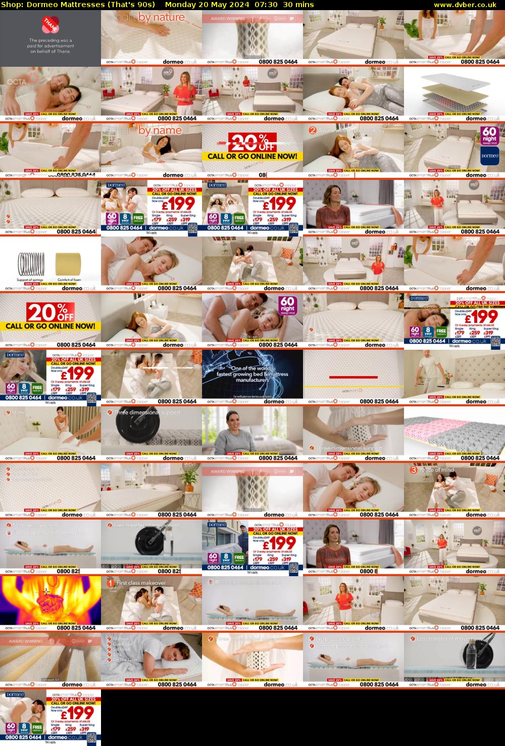 Shop: Dormeo Mattresses (That's 90s) Monday 20 May 2024 07:30 - 08:00