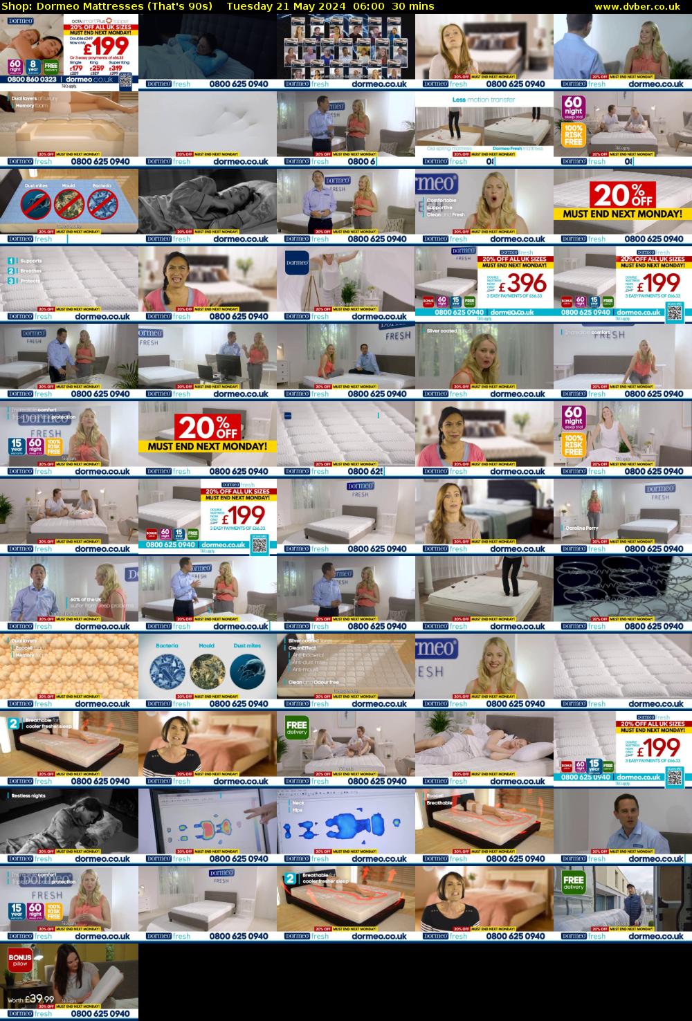 Shop: Dormeo Mattresses (That's 90s) Tuesday 21 May 2024 06:00 - 06:30
