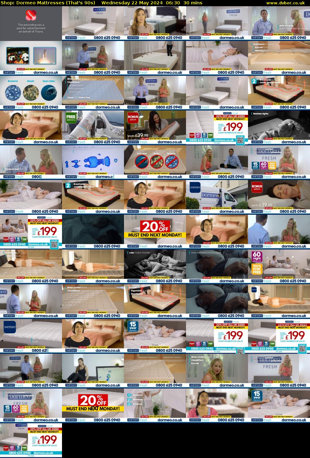 Shop: Dormeo Mattresses (That's 90s) Wednesday 22 May 2024 06:30 - 07:00