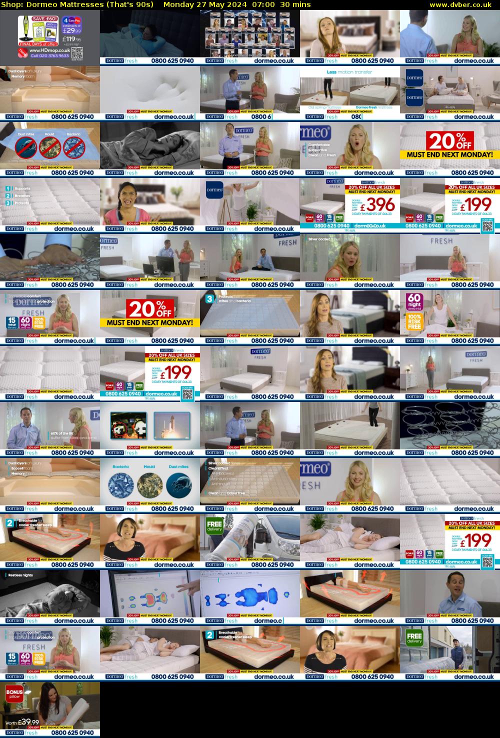 Shop: Dormeo Mattresses (That's 90s) Monday 27 May 2024 07:00 - 07:30