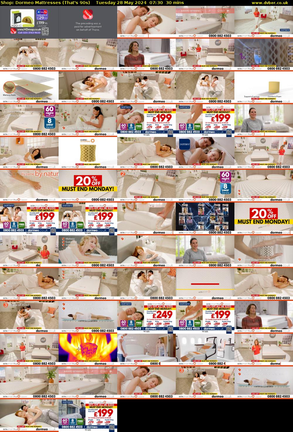 Shop: Dormeo Mattresses (That's 90s) Tuesday 28 May 2024 07:30 - 08:00