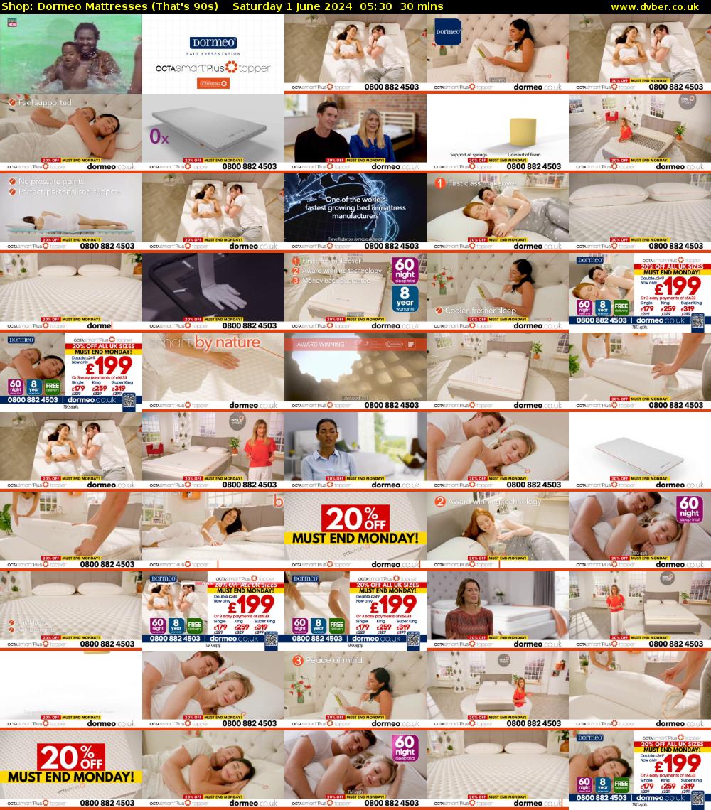 Shop: Dormeo Mattresses (That's 90s) Saturday 1 June 2024 05:30 - 06:00