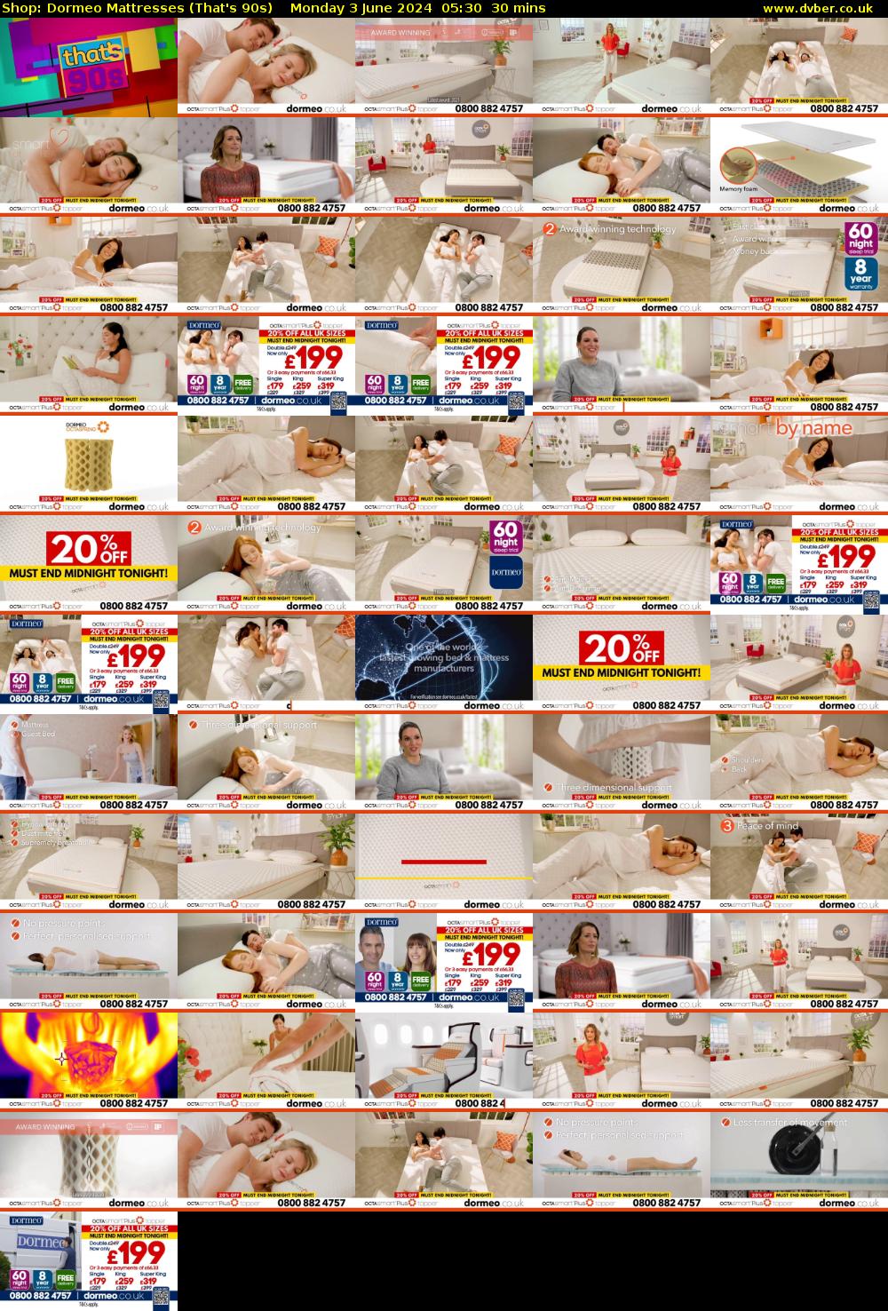 Shop: Dormeo Mattresses (That's 90s) Monday 3 June 2024 05:30 - 06:00