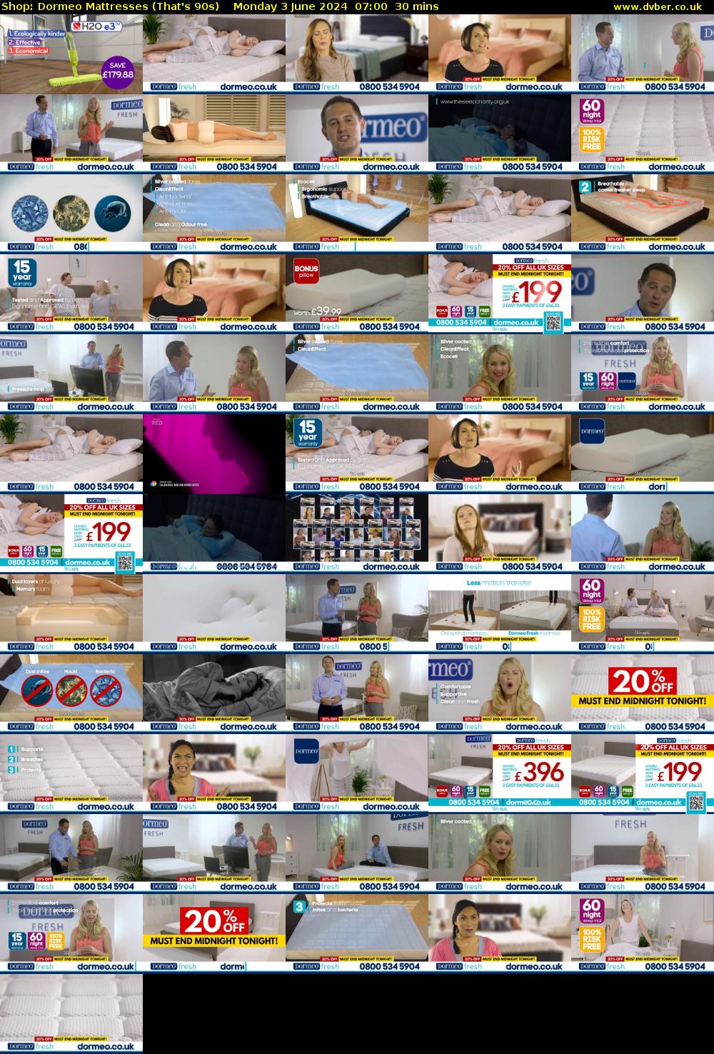 Shop: Dormeo Mattresses (That's 90s) Monday 3 June 2024 07:00 - 07:30