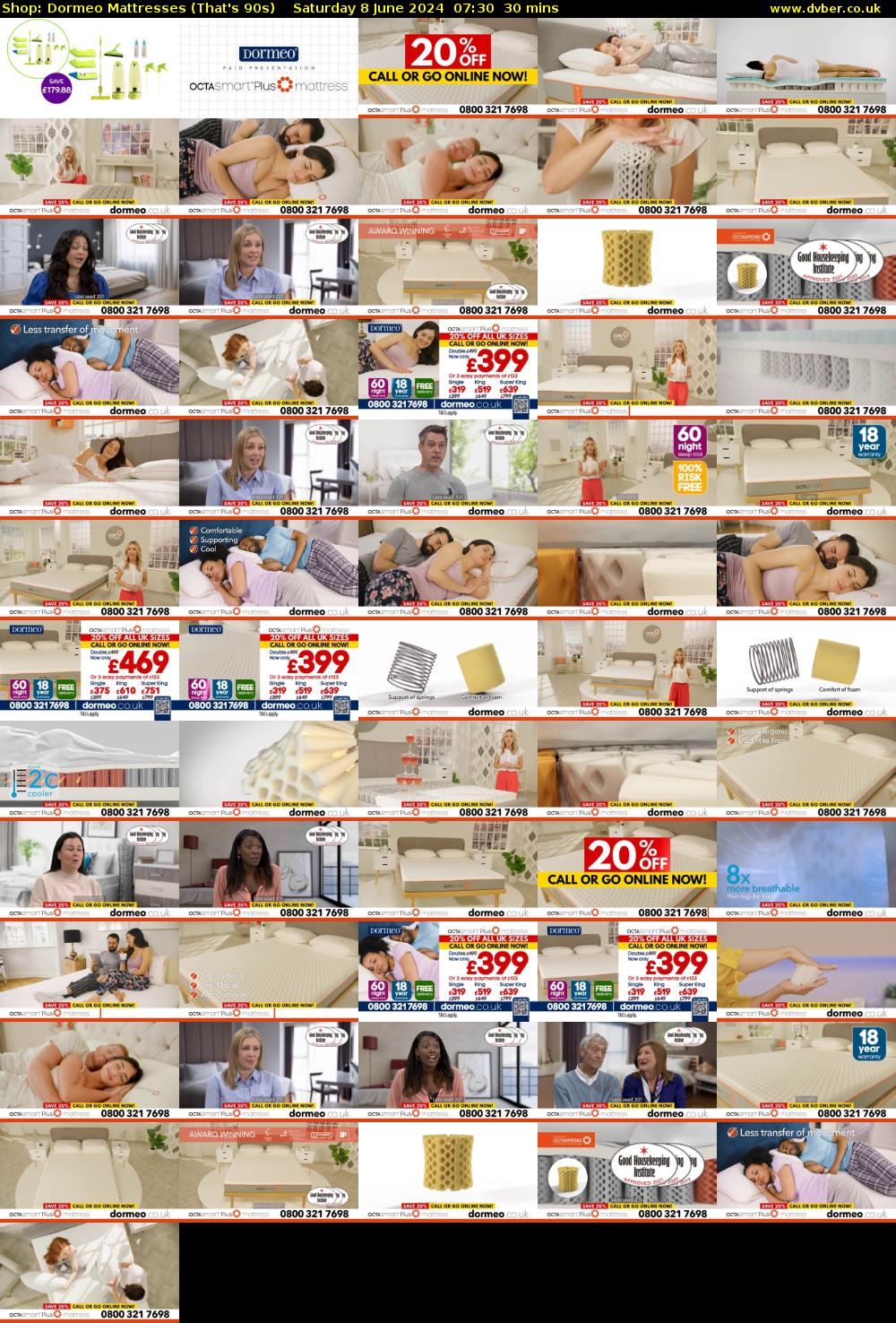 Shop: Dormeo Mattresses (That's 90s) Saturday 8 June 2024 07:30 - 08:00