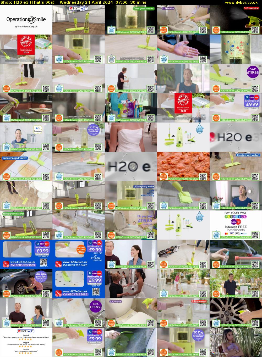 Shop: H20 e3 (That's 90s) Wednesday 24 April 2024 07:00 - 07:30