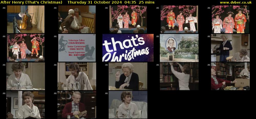 After Henry (That's Christmas) Thursday 31 October 2024 04:35 - 05:00