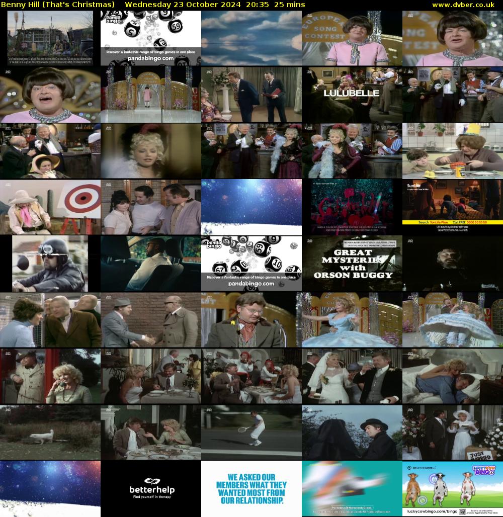 Benny Hill (That's Christmas) Wednesday 23 October 2024 20:35 - 21:00