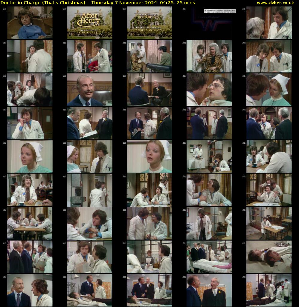 Doctor in Charge (That's Christmas) Thursday 7 November 2024 04:25 - 04:50