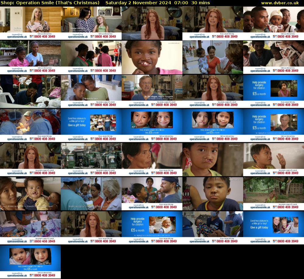 Shop: Operation Smile (That's Christmas) Saturday 2 November 2024 07:00 - 07:30