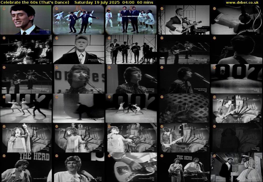 Celebrate the 60s (That's Dance) Saturday 19 July 2025 04:00 - 05:00