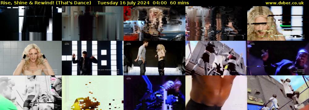 Rise, Shine & Rewind! (That's Dance) Tuesday 16 July 2024 04:00 - 05:00