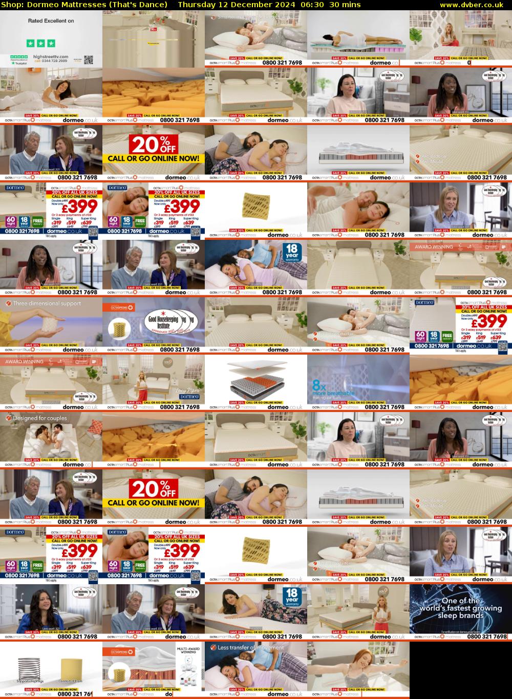 Shop: Dormeo Mattresses (That's Dance) Thursday 12 December 2024 06:30 - 07:00