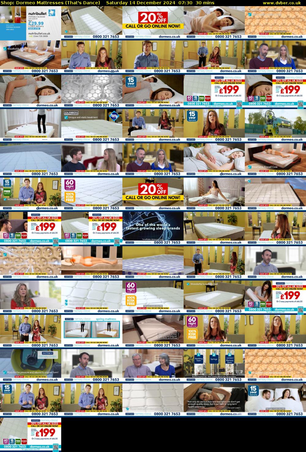 Shop: Dormeo Mattresses (That's Dance) Saturday 14 December 2024 07:30 - 08:00