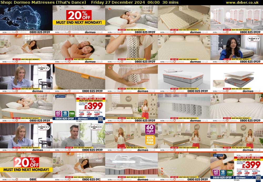 Shop: Dormeo Mattresses (That's Dance) Friday 27 December 2024 06:00 - 06:30