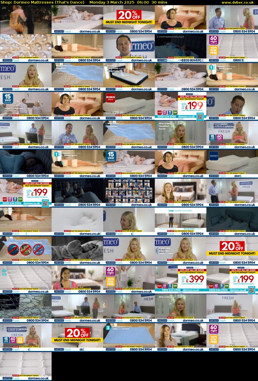 Shop: Dormeo Mattresses (That's Dance) Monday 3 March 2025 06:00 - 06:30