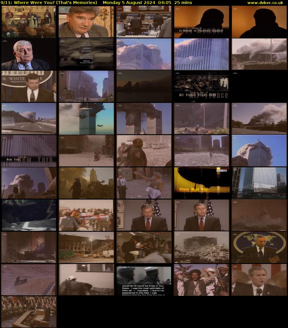 9/11: Where Were You? (That's Memories) Monday 5 August 2024 04:05 - 04:30