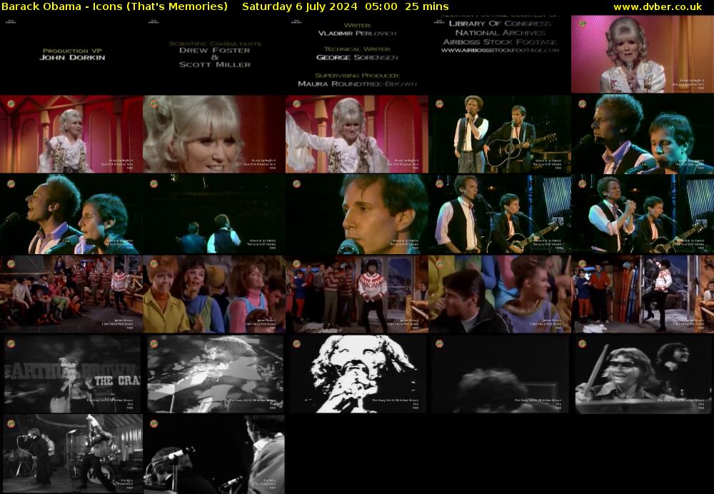 Barack Obama - Icons (That's Memories) Saturday 6 July 2024 05:00 - 05:25