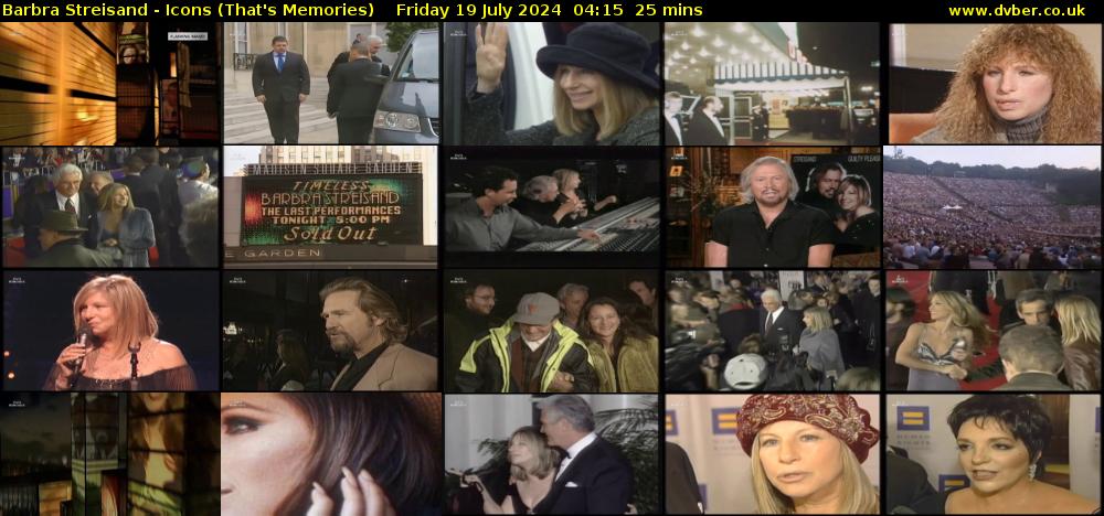 Barbra Streisand - Icons (That's Memories) Friday 19 July 2024 04:15 - 04:40