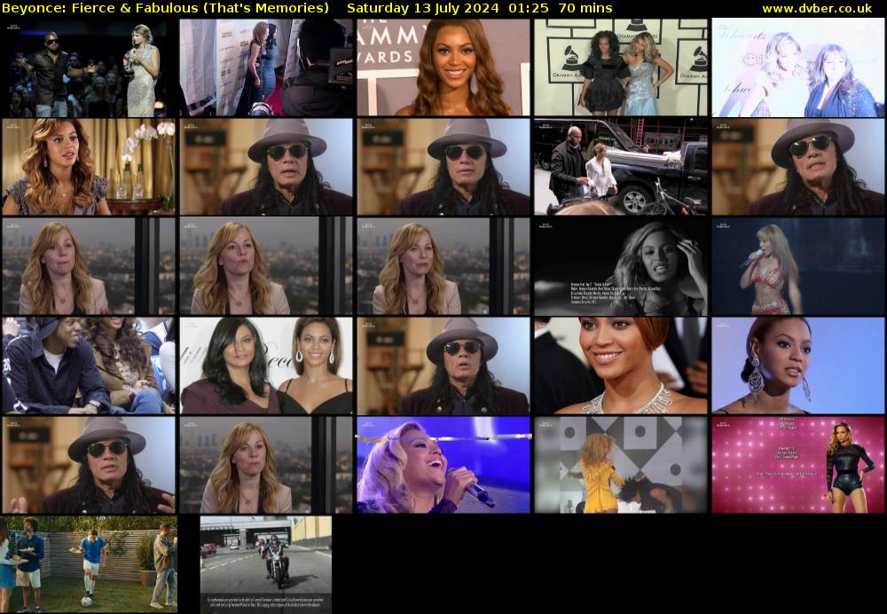Beyonce: Fierce & Fabulous (That's Memories) Saturday 13 July 2024 01:25 - 02:35