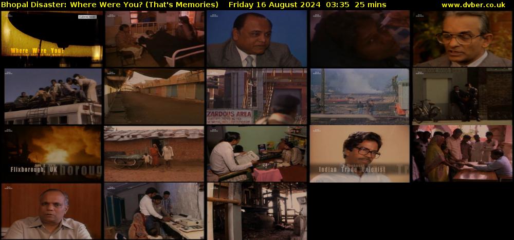 Bhopal Disaster: Where Were You? (That's Memories) Friday 16 August 2024 03:35 - 04:00