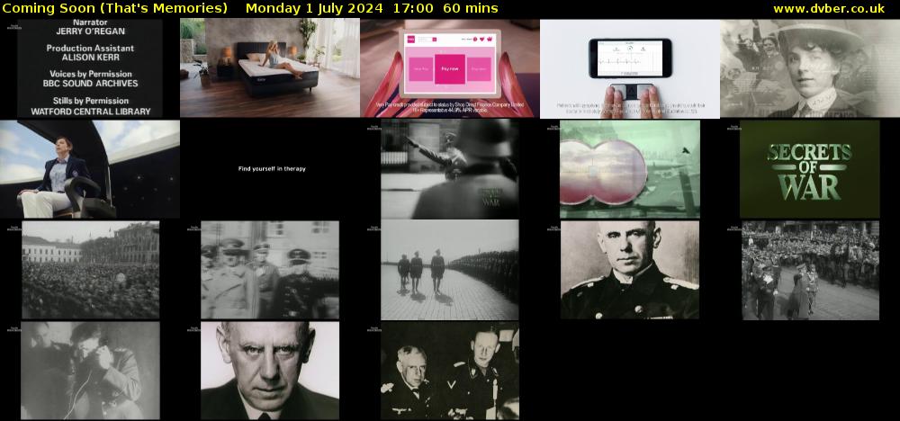 Coming Soon (That's Memories) Monday 1 July 2024 17:00 - 18:00