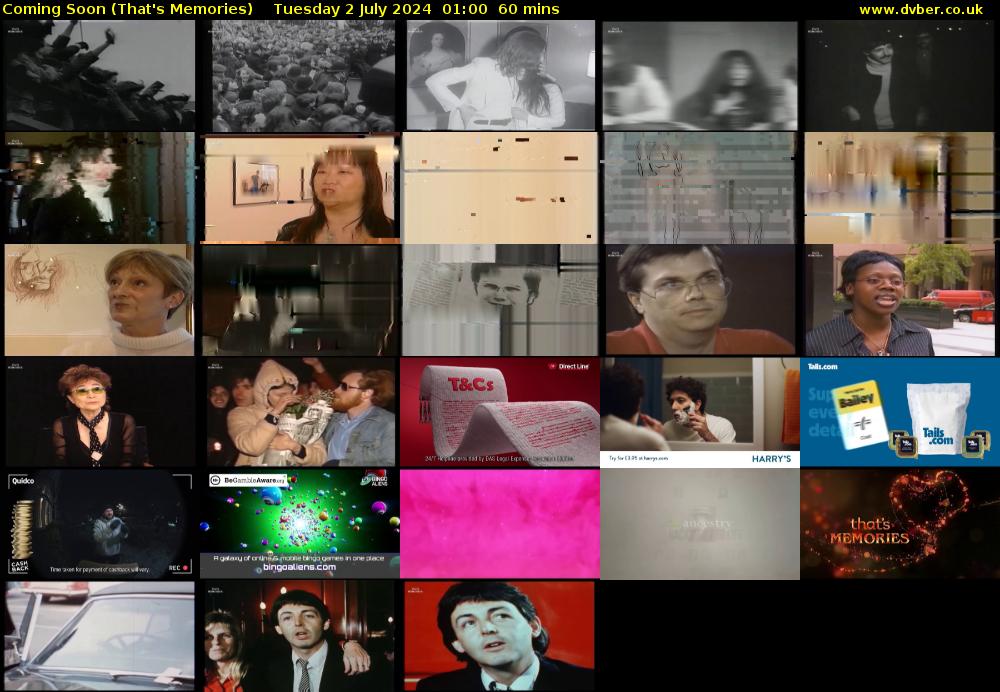 Coming Soon (That's Memories) Tuesday 2 July 2024 01:00 - 02:00