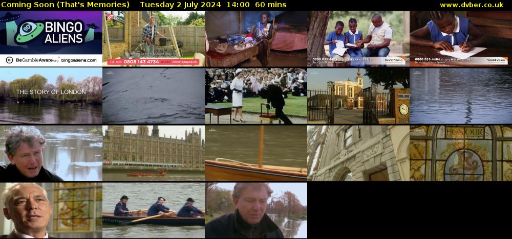 Coming Soon (That's Memories) Tuesday 2 July 2024 14:00 - 15:00