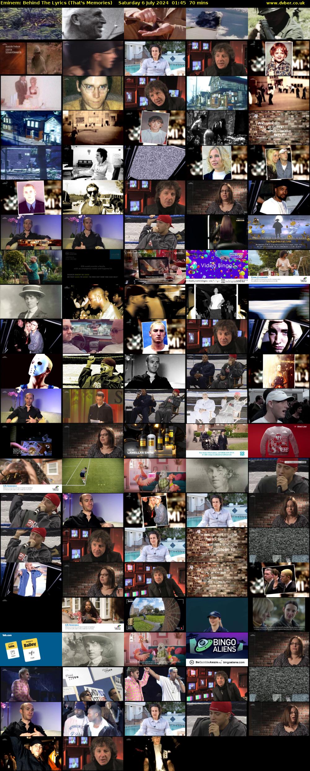 Eminem: Behind The Lyrics (That's Memories) Saturday 6 July 2024 01:45 - 02:55