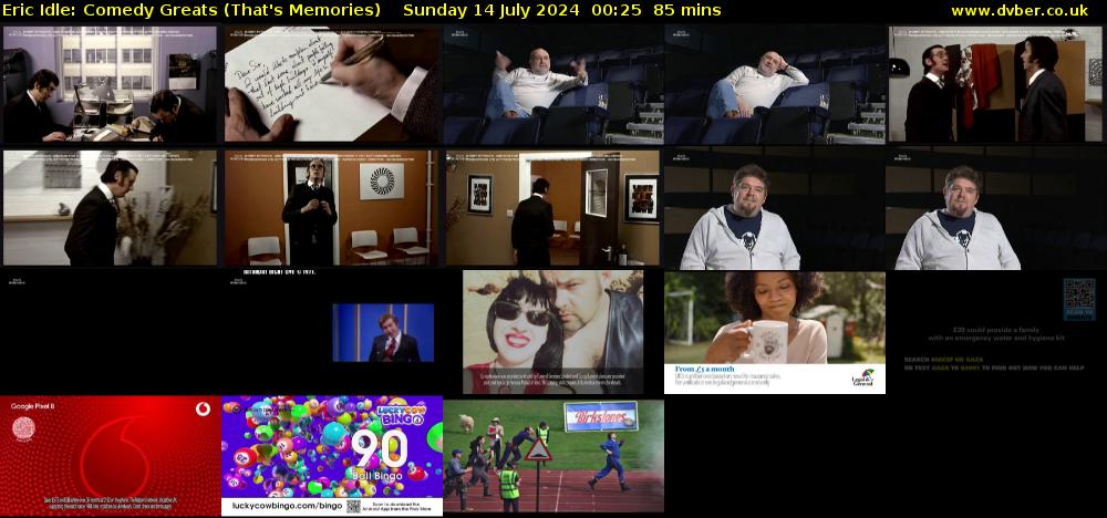 Eric Idle: Comedy Greats (That's Memories) Sunday 14 July 2024 00:25 - 01:50
