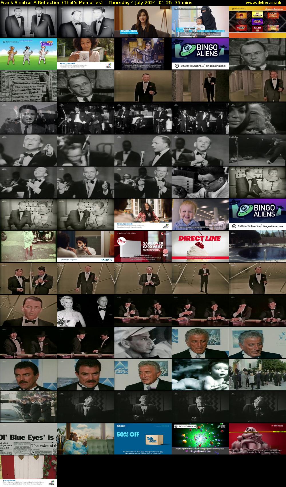 Frank Sinatra: A Reflection (That's Memories) Thursday 4 July 2024 01:25 - 02:40