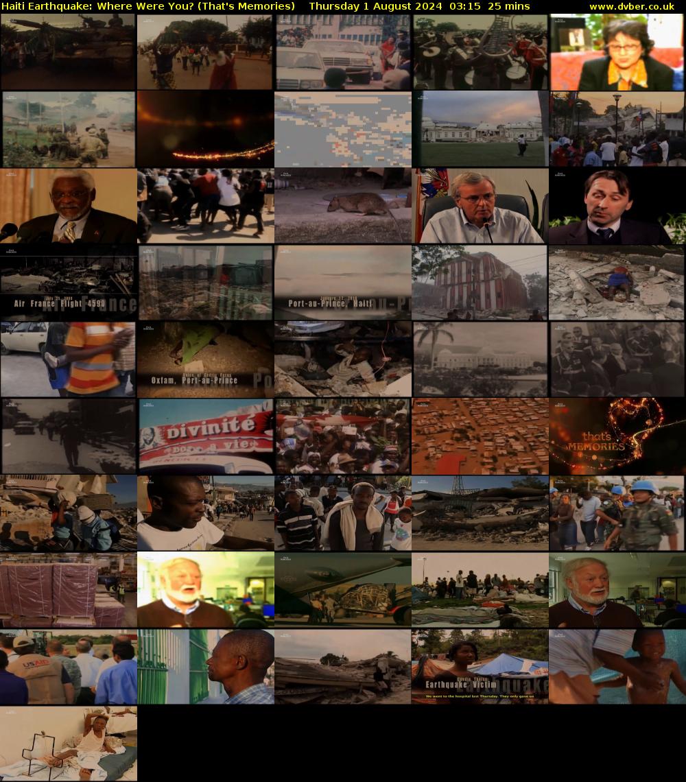 Haiti Earthquake: Where Were You? (That's Memories) Thursday 1 August 2024 03:15 - 03:40