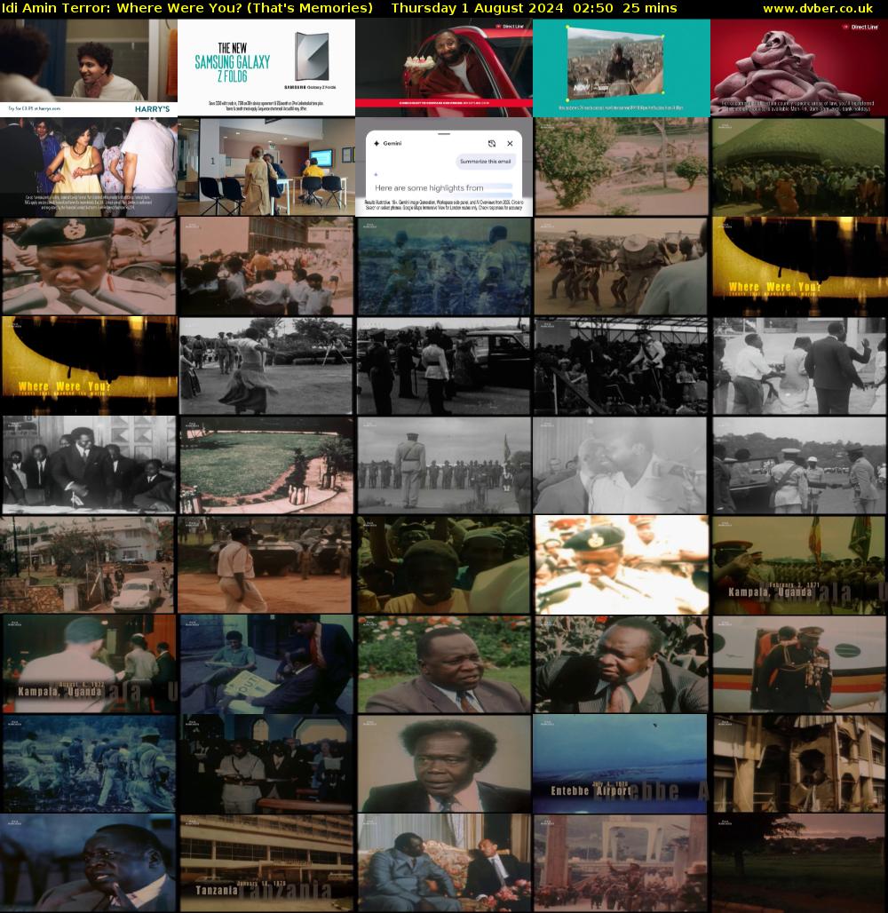 Idi Amin Terror: Where Were You? (That's Memories) Thursday 1 August 2024 02:50 - 03:15