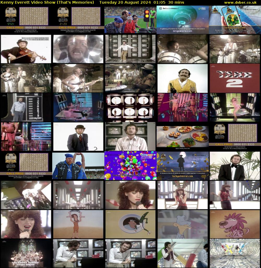 Kenny Everett Video Show (That's Memories) Tuesday 20 August 2024 01:05 - 01:35