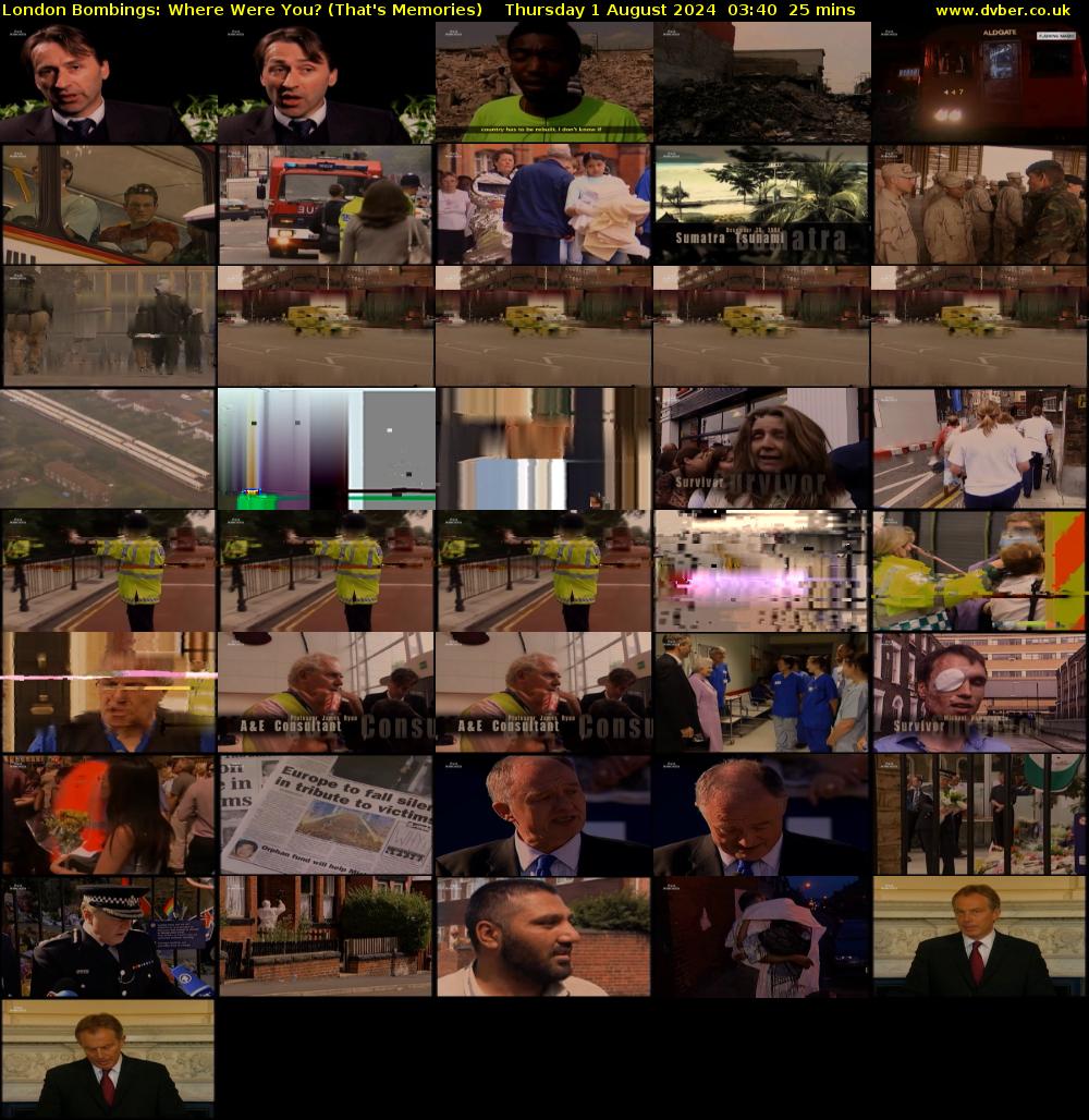 London Bombings: Where Were You? (That's Memories) Thursday 1 August 2024 03:40 - 04:05
